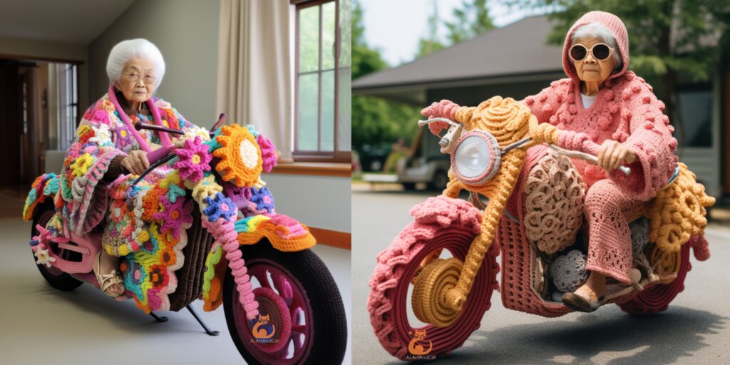 vovos croche, motos, motoqueiras, inteligencia artificial